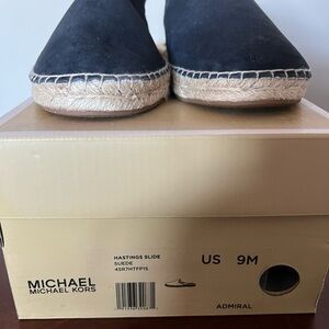 Michael Kors Navy Suede Espadrille Slides